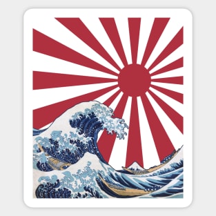 Great Wave off Kanagawa Rising Sun Sticker